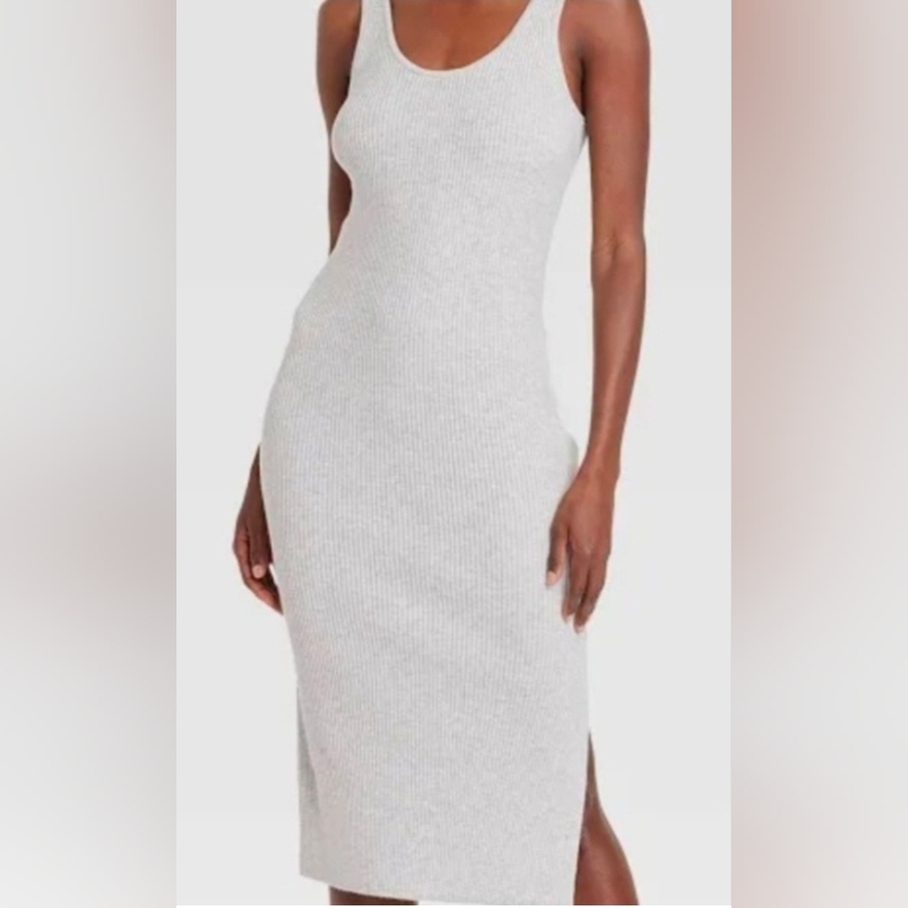 *3 FOR $12* A New Day Heather Gray Ribbed Midi Tank Dress - Picture 10 of 10